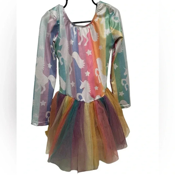 Unbranded Girl’s Unicorn Rainbow Print Ballet Tutu Dress - Picture 2 of 5
